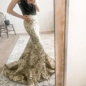 La Femme | Dresses | La Femme Mermaid High Waist Evening Gown Prom Dress  Skirt Gold Black Rose Size | Poshmark